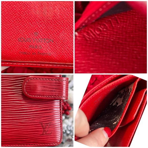 Authentic LOUIS VUITTON Red Epi bifold wallet - Picture 4 of 15